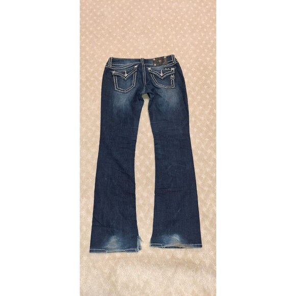 Miss Me Jeans Women's Size 30x34 Boot Cut Dark Wash Bling Flap Pocket JS5014B58 - Picture 2 of 4